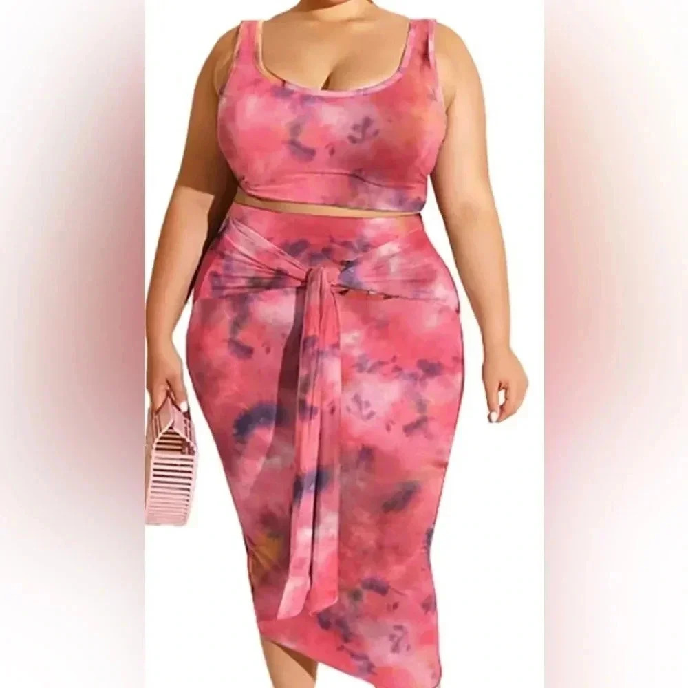 Lexiart Stretchy 2 Piece Dresses Bodycon
Tanks Crop Top Bandage Midi Skirt